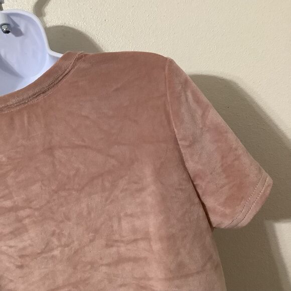 Juicy Couture Y2K Style Girly McBling Pink Graphic Logo Velour T Shirt Large - Picture 8 of 11